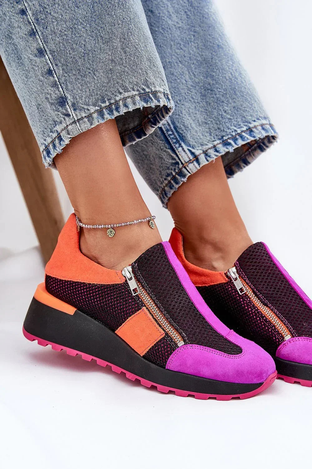 Women Slip-On Platform Sneakers Zipper Casual Travel Shoes-women sneakers-LeStyleParfait