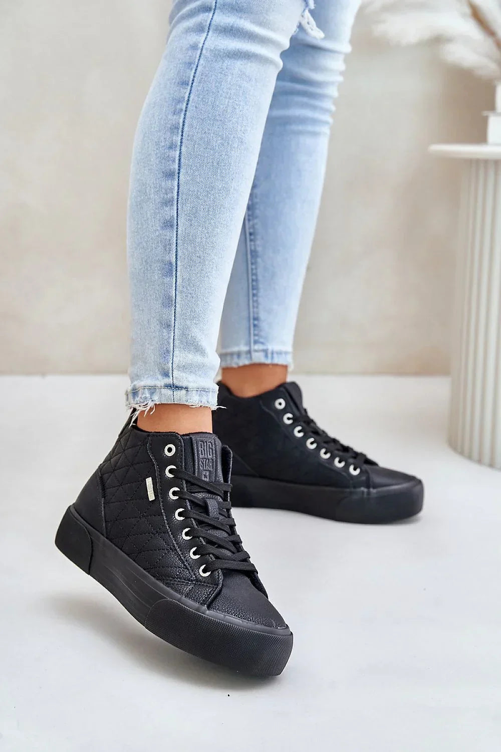 Women Stitched High Top Platform Sneakers Winter Casual Shoes-women sneakers-LeStyleParfait
