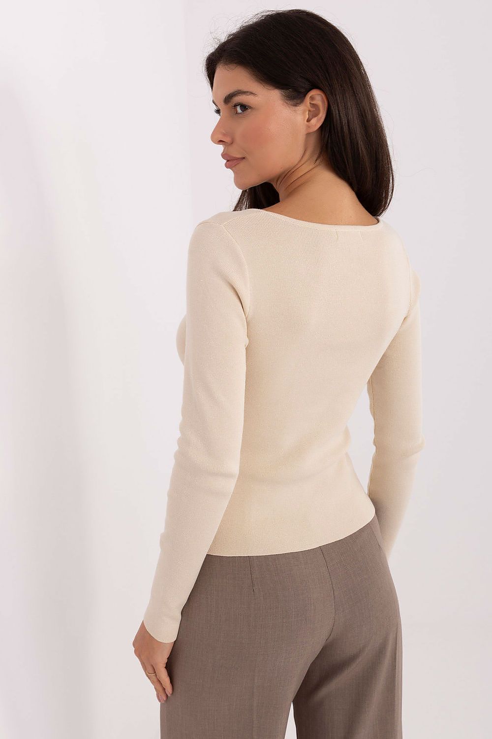 Women Stretch Ribbed Sweater Elegant Fit-Women's Sweater-LeStyleParfait