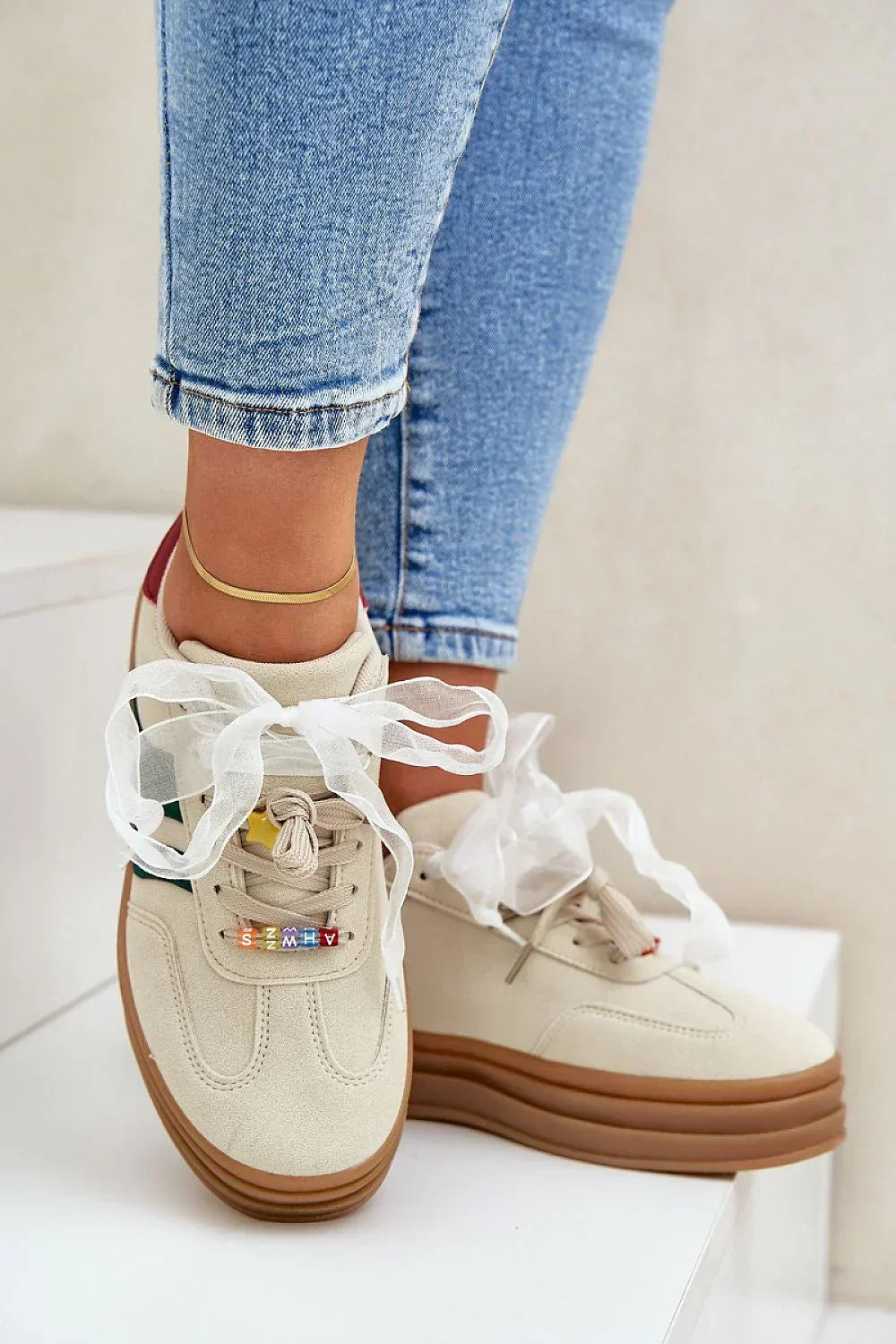Women Striped Chunky Platform Sneakers Casual Travel Shoes-women sneakers-LeStyleParfait