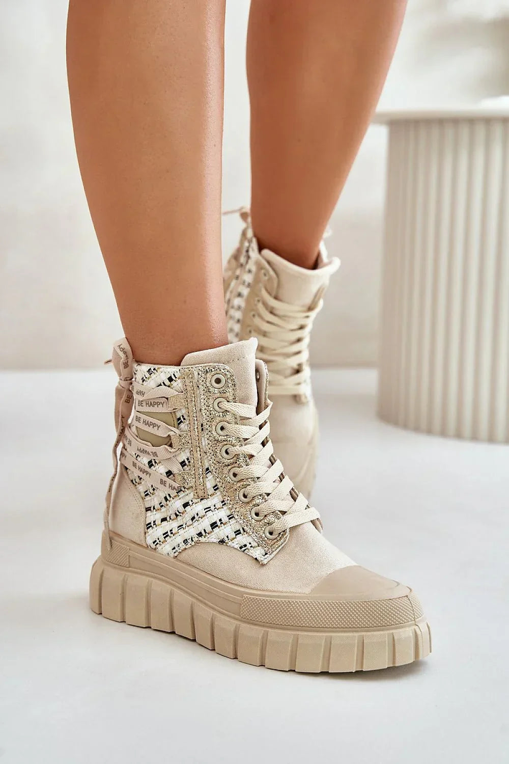 Women Striped High Top Platform Sneakers Casual Commuter Shoes-women sneakers-LeStyleParfait