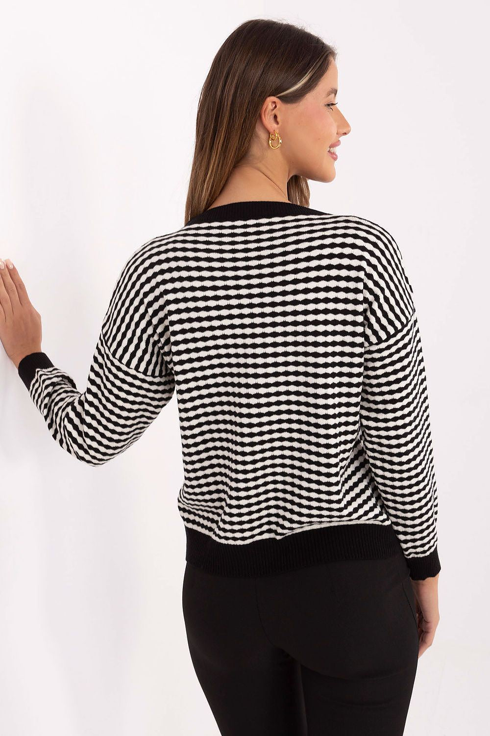 Women Striped Knit Sweater Casual Pullover-Women's Sweater-LeStyleParfait