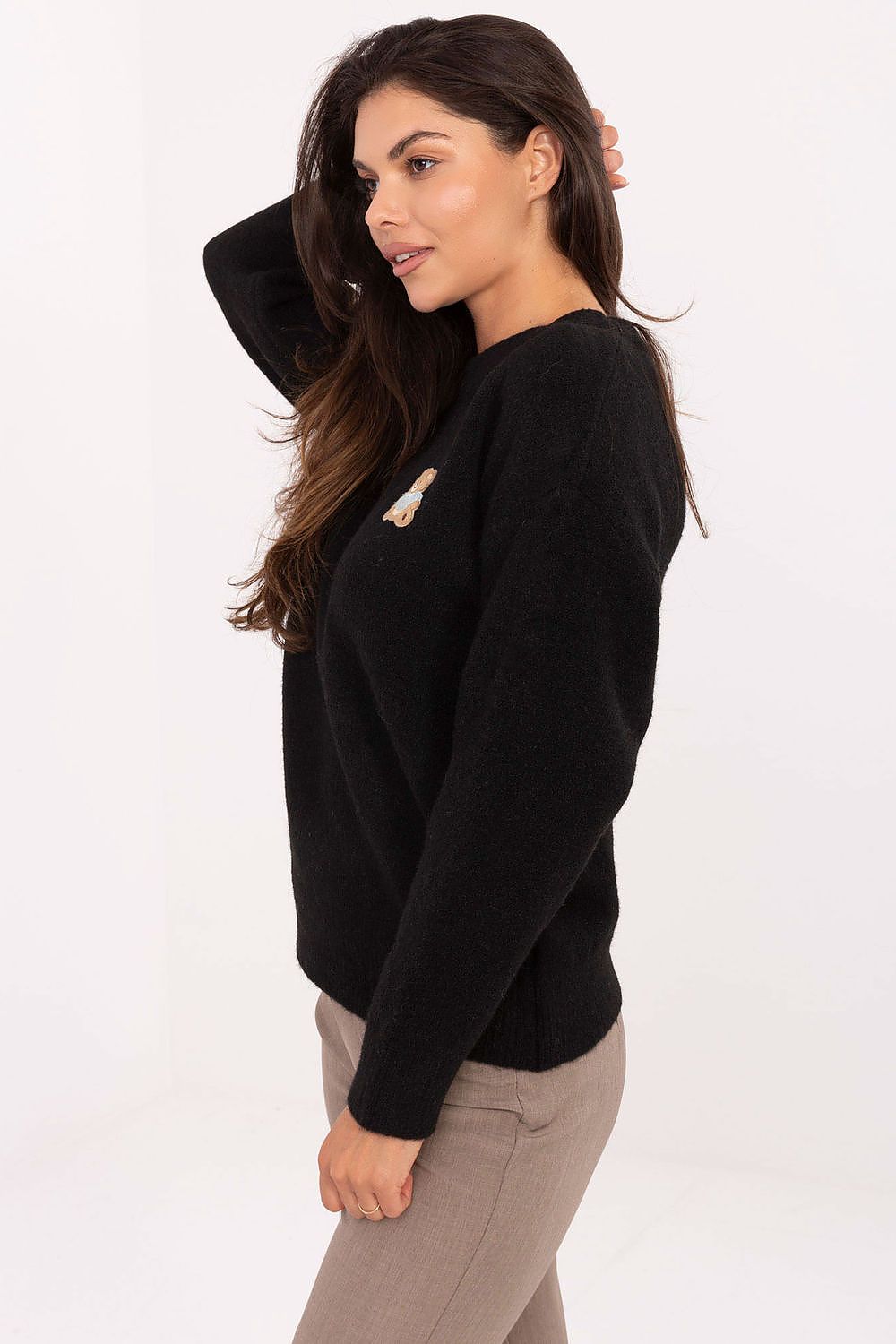 Women Teddy Patch Sweater Casual Knit-Women's Sweater-LeStyleParfait