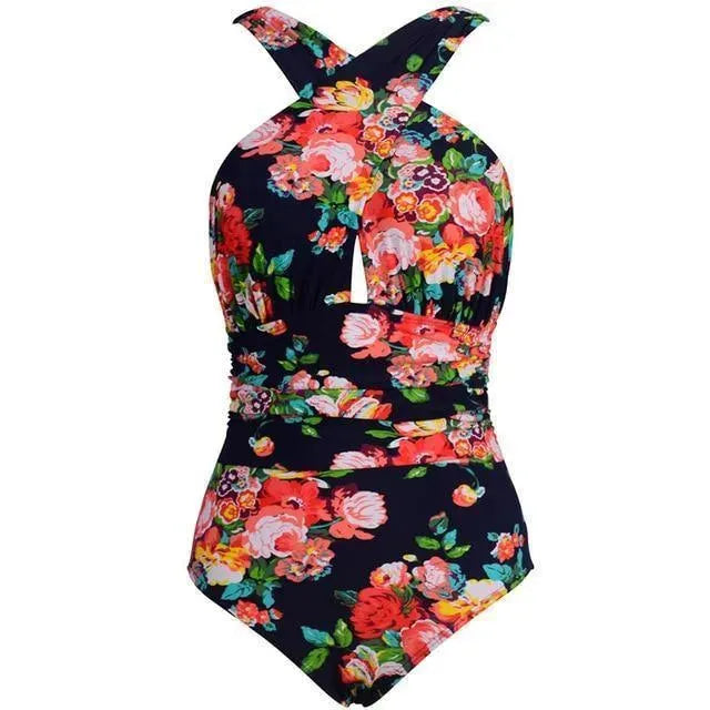 Women Tropical Floral One Piece Swimsuit