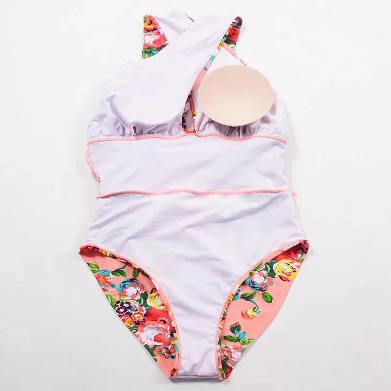 Women Tropical Floral One Piece Swimsuit