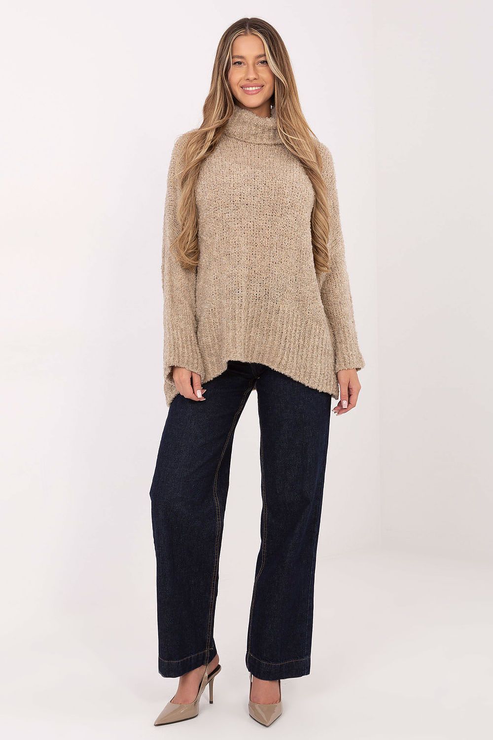 Women Turtleneck Boucle Sweater Winter Knit-Women's Sweater-LeStyleParfait