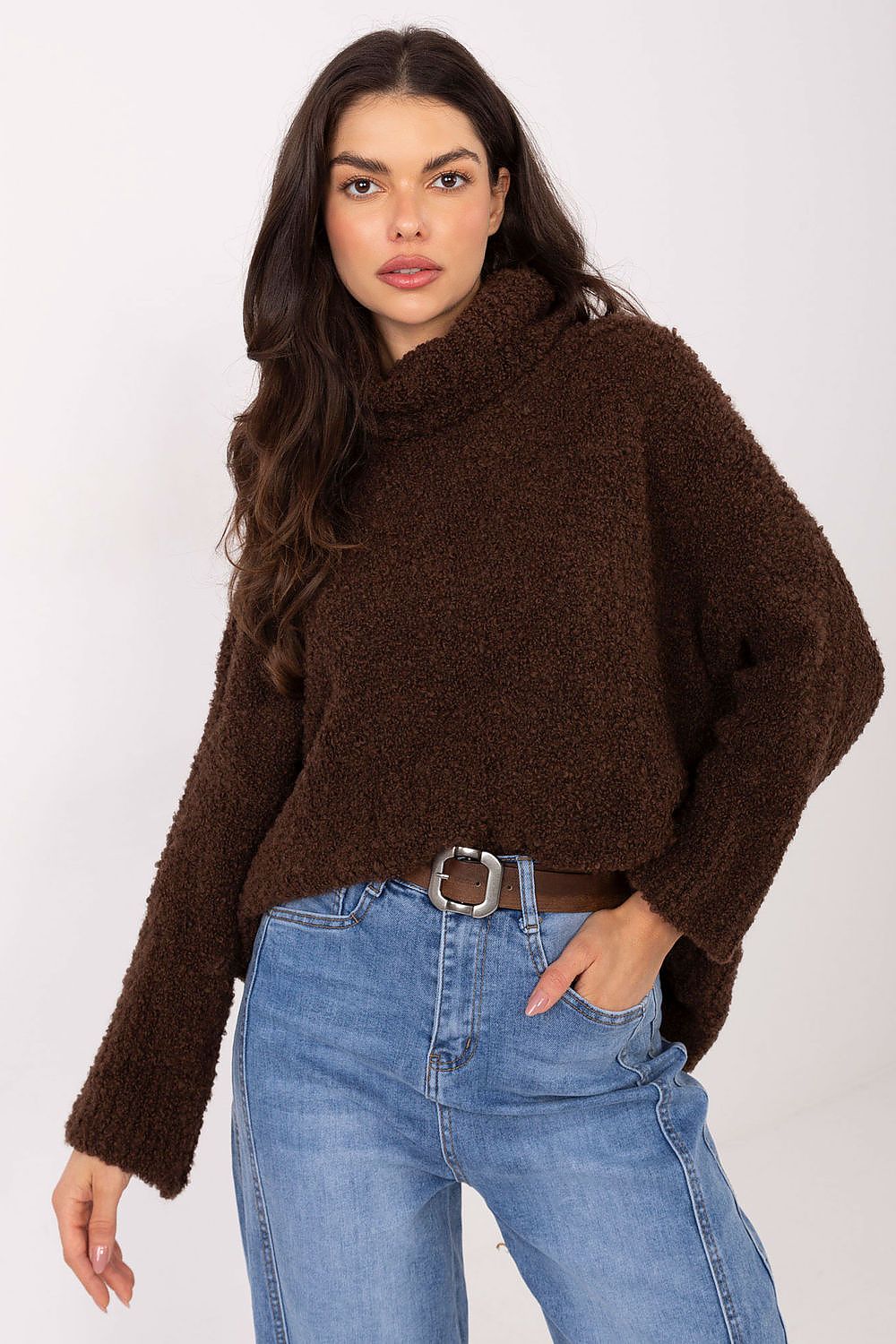 Women Turtleneck Boucle Sweater Winter Knit-Women's Sweater-LeStyleParfait