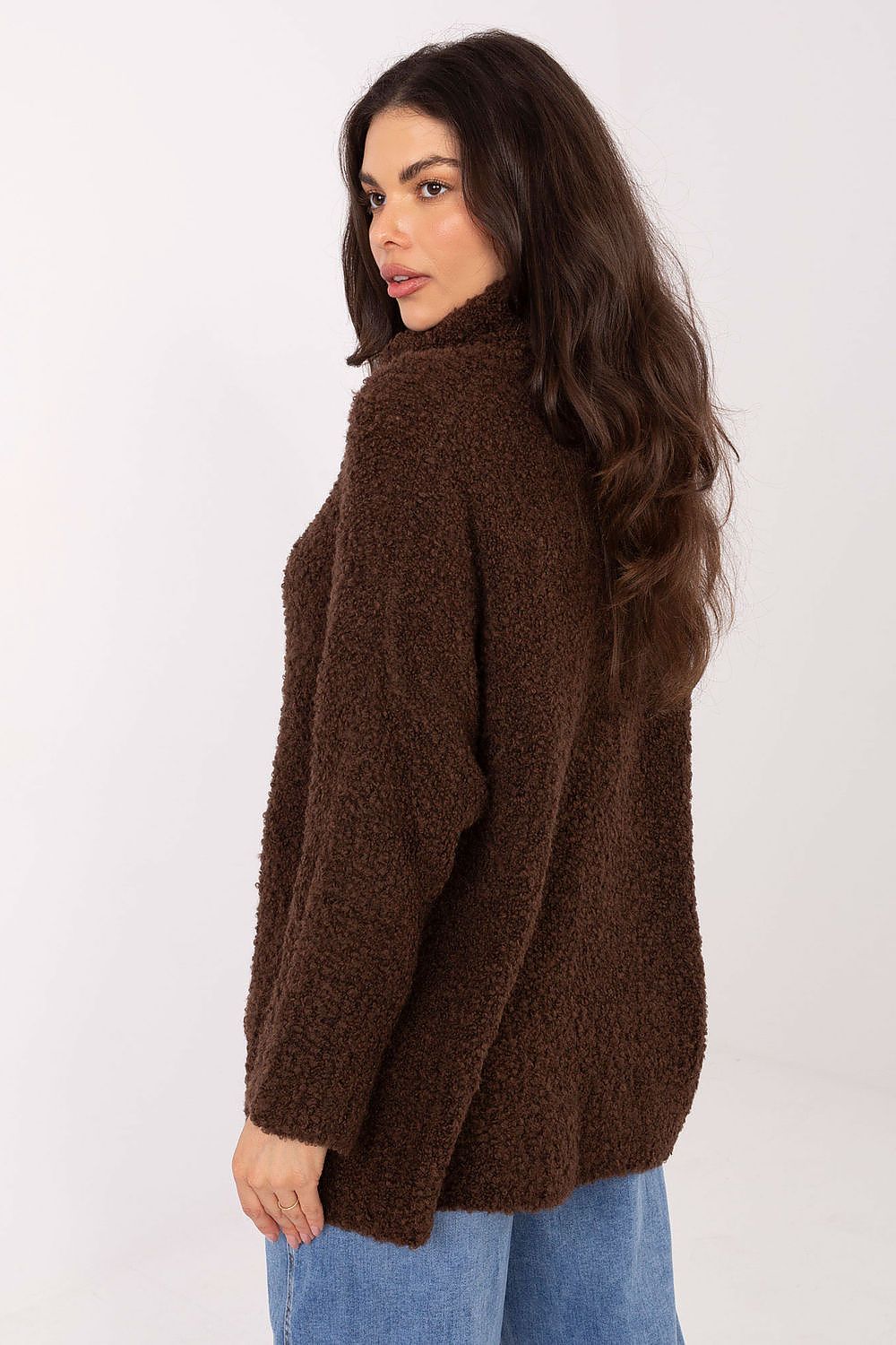 Women Turtleneck Boucle Sweater Winter Knit-Women's Sweater-LeStyleParfait