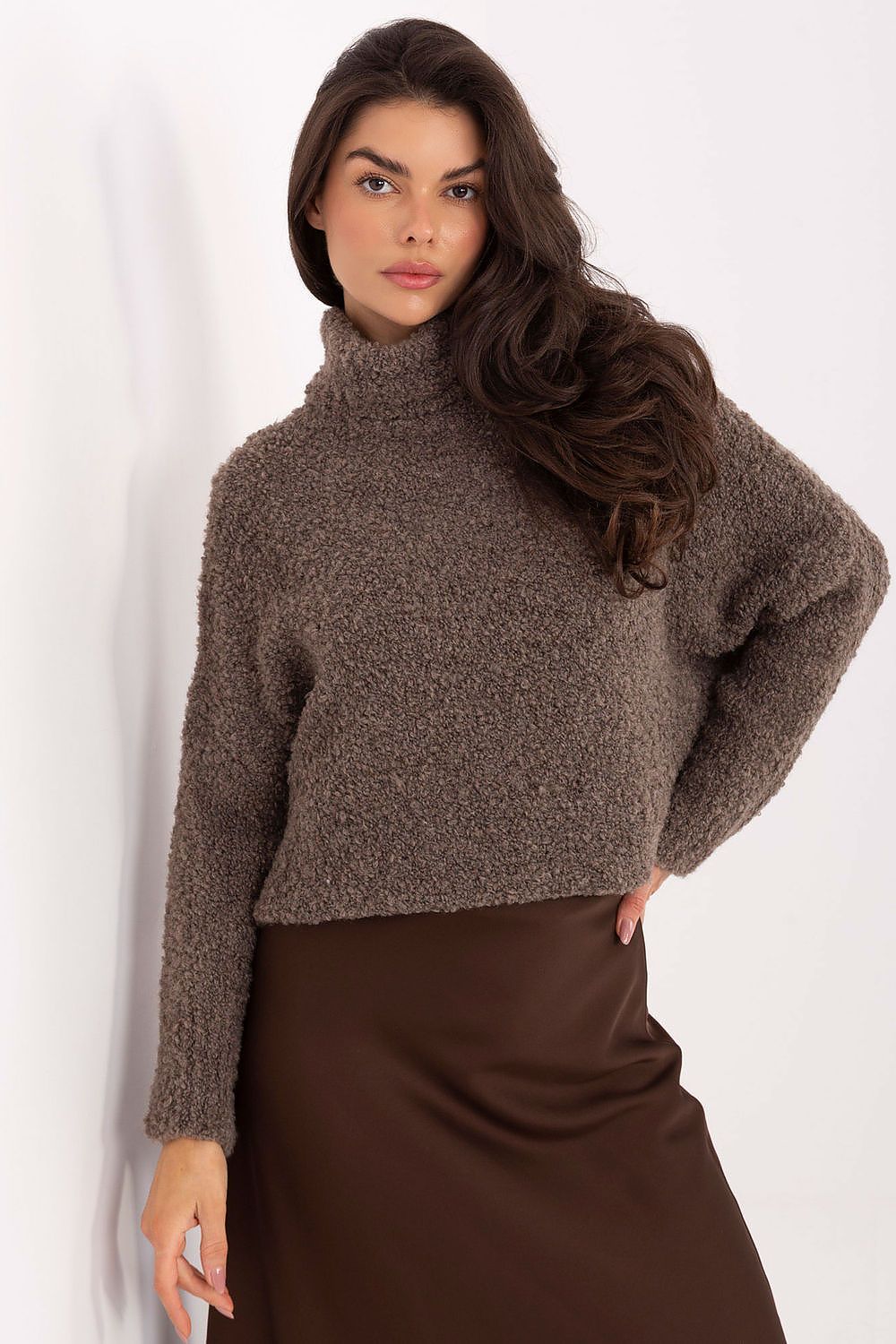 Women Turtleneck Boucle Sweater Winter Knit-Women's Sweater-LeStyleParfait