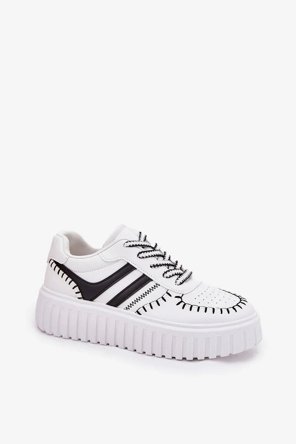 Women Vegan Platform Sneakers Stitched Casual Streetwear Shoes-women sneakers-LeStyleParfait