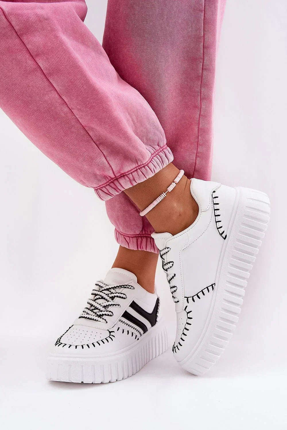 Women Vegan Platform Sneakers Stitched Casual Streetwear Shoes-women sneakers-LeStyleParfait