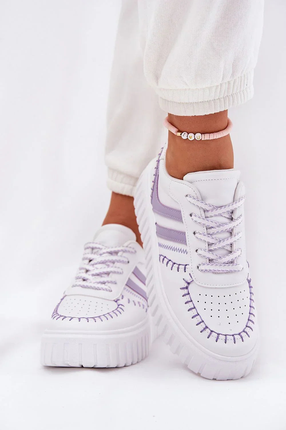Women Vegan Platform Sneakers Stitched Casual Streetwear Shoes-women sneakers-LeStyleParfait