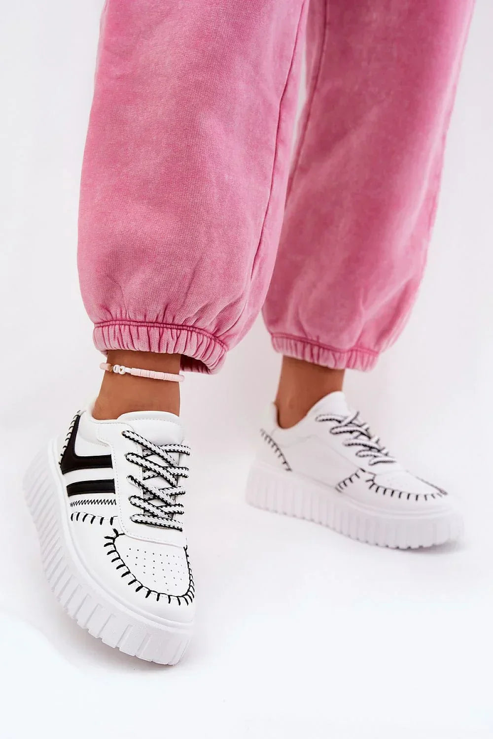 Women Vegan Platform Sneakers Stitched Casual Streetwear Shoes-women sneakers-LeStyleParfait