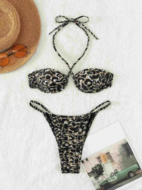 Women White Bandeau Bikini Set