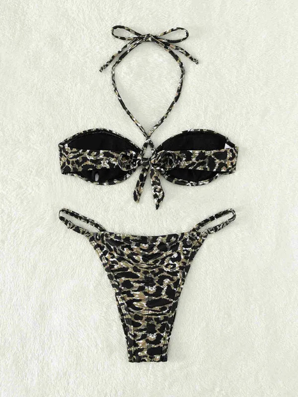 Women White Bandeau Bikini Set