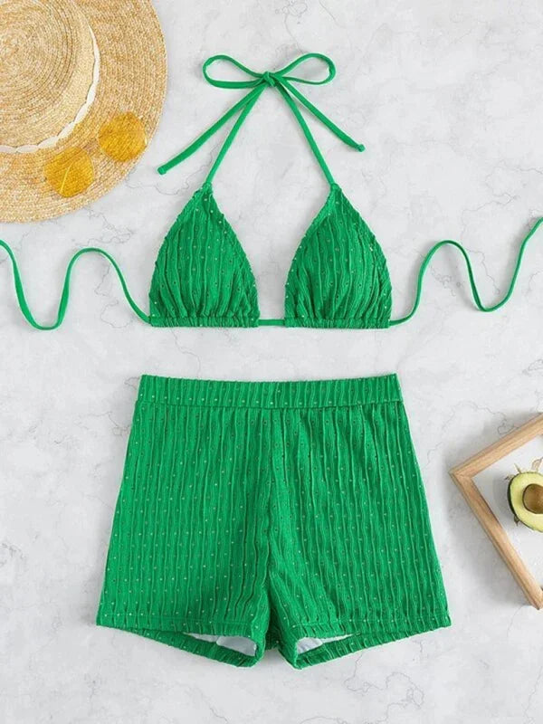 Women White Bikini With Swim Shorts Set fashion image