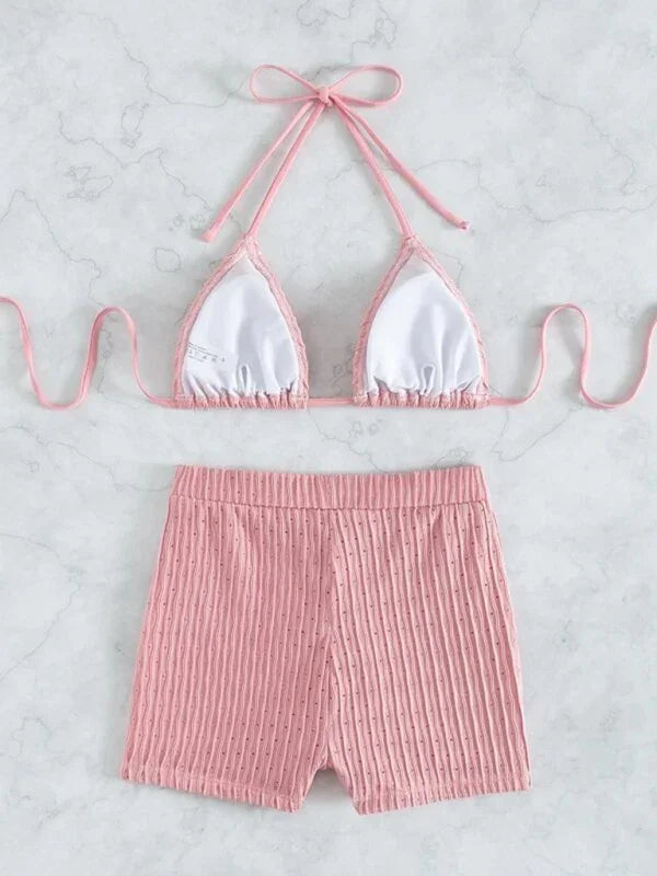 Women White Bikini With Swim Shorts Set fashion image