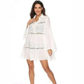Women White Solid Swimwear Cover-Up