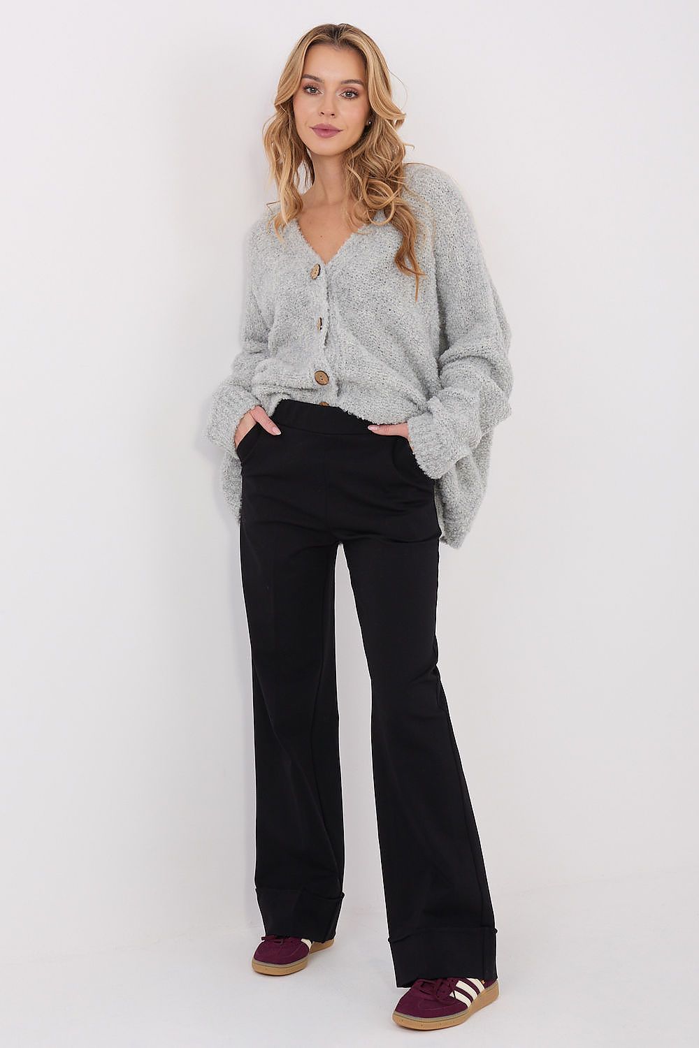 Women Wool Blend Cardigan Sweater Relaxed-Women's Sweater-LeStyleParfait