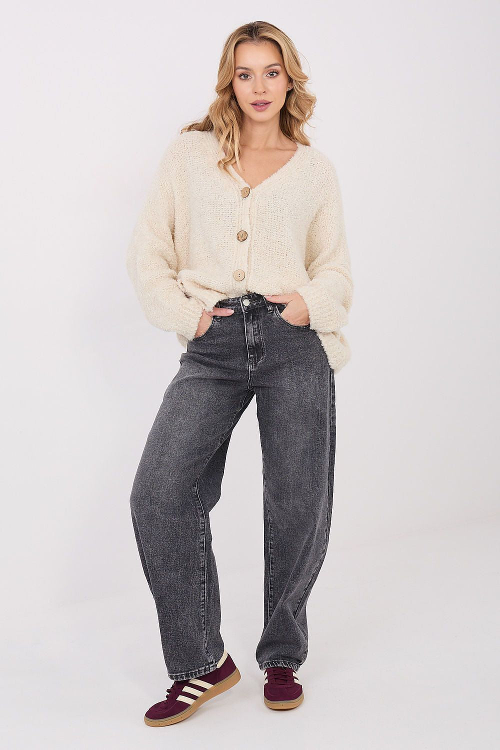 Women Wool Blend Cardigan Sweater Relaxed-Women's Sweater-LeStyleParfait