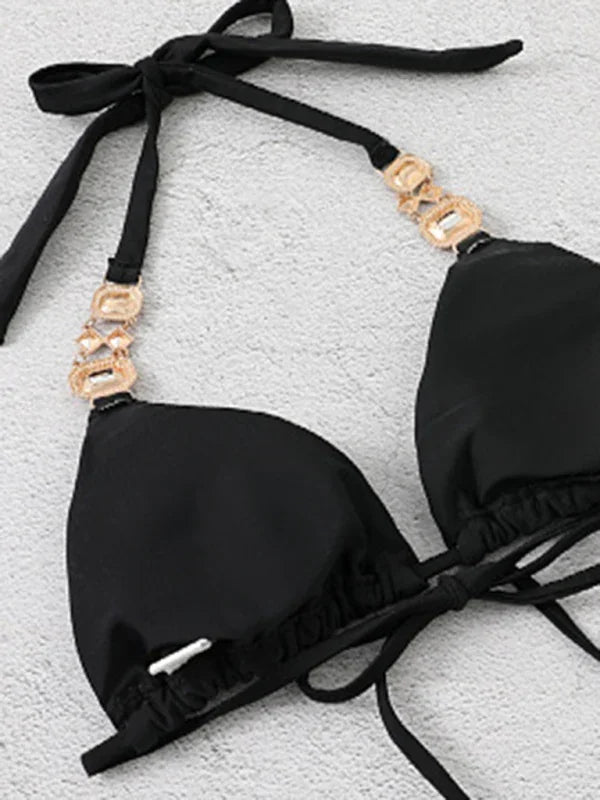 Women Yellow Triangle Bikini Set