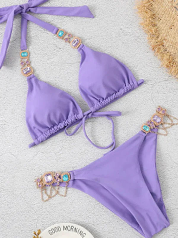 Women Yellow Triangle Bikini Set
