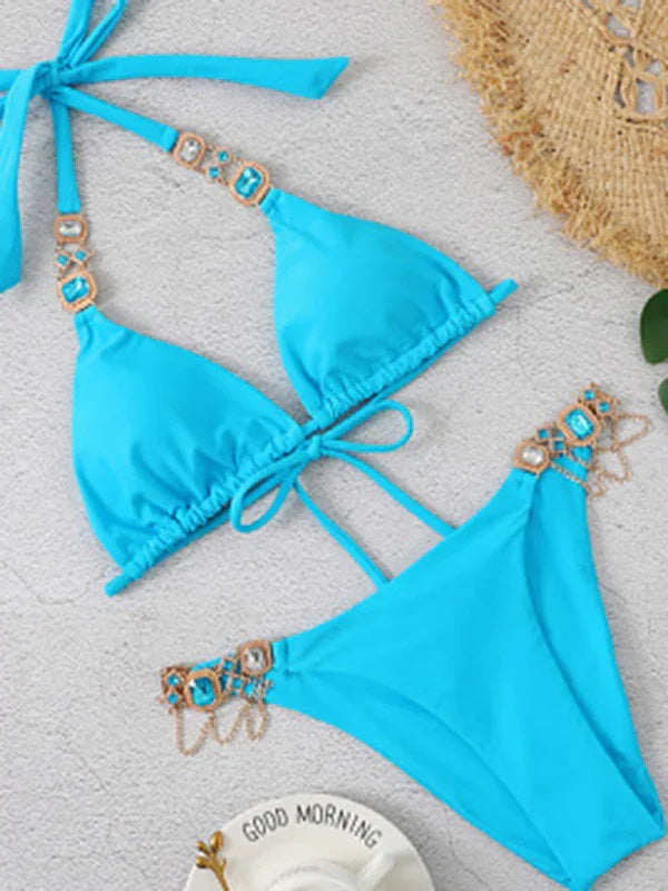 Women Yellow Triangle Bikini Set