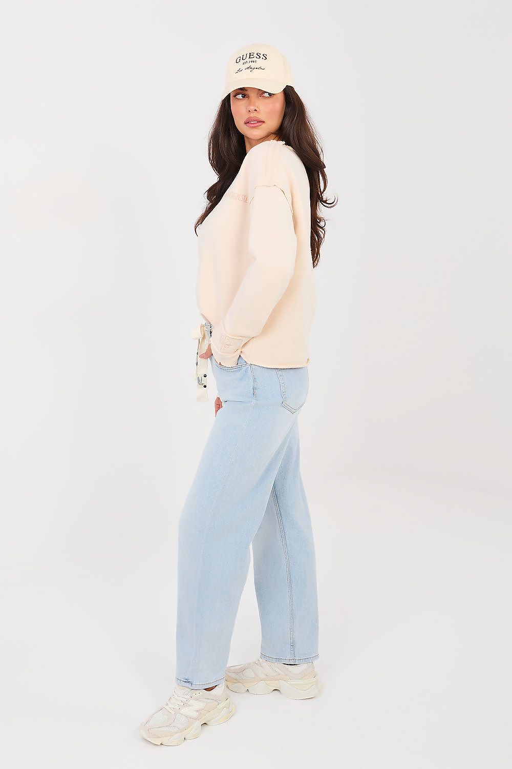 Women's Balloon Jeans - Blue High Waist Stretch Denim-Straight Leg Jeans-LeStyleParfait
