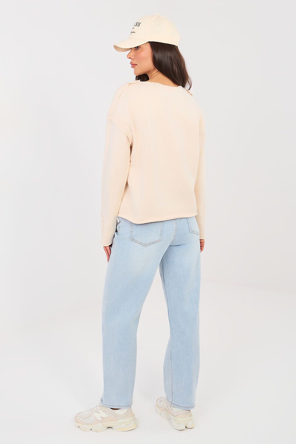 Women's Balloon Jeans - Blue High Waist Stretch Denim-Straight Leg Jeans-LeStyleParfait