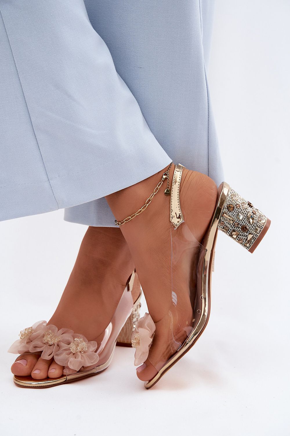 Women’s Beaded Block Heel Sandals-Women's Sandals-LeStyleParfait