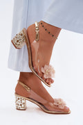 Women’s Beaded Block Heel Sandals-Women's Sandals-LeStyleParfait