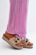 Women’s Beaded Platform Slide Sandals-Women's Sandals-LeStyleParfait