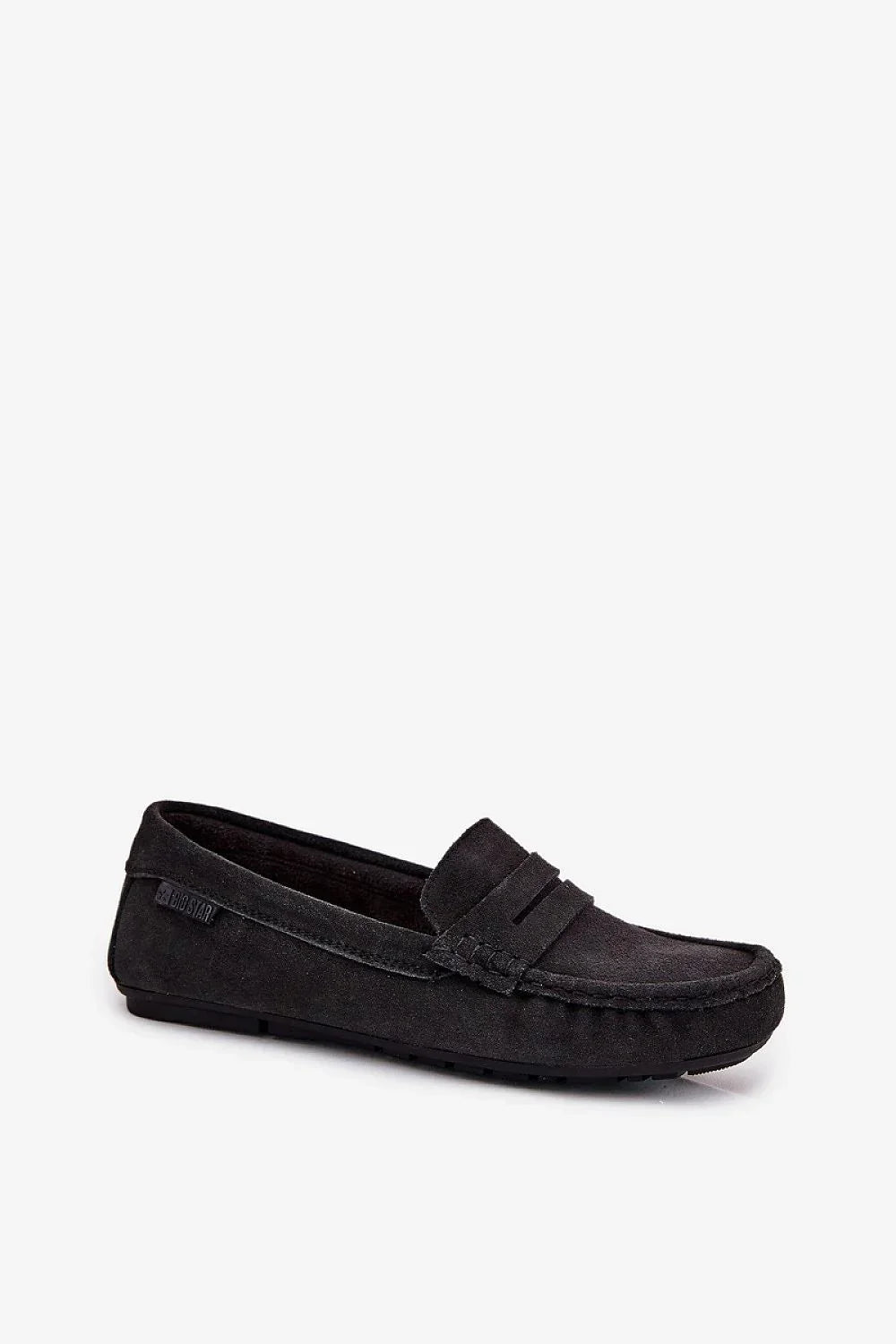 Women’s beige suede penny moccasin loafers, classic flat women’s penny loafers for spring and autumn