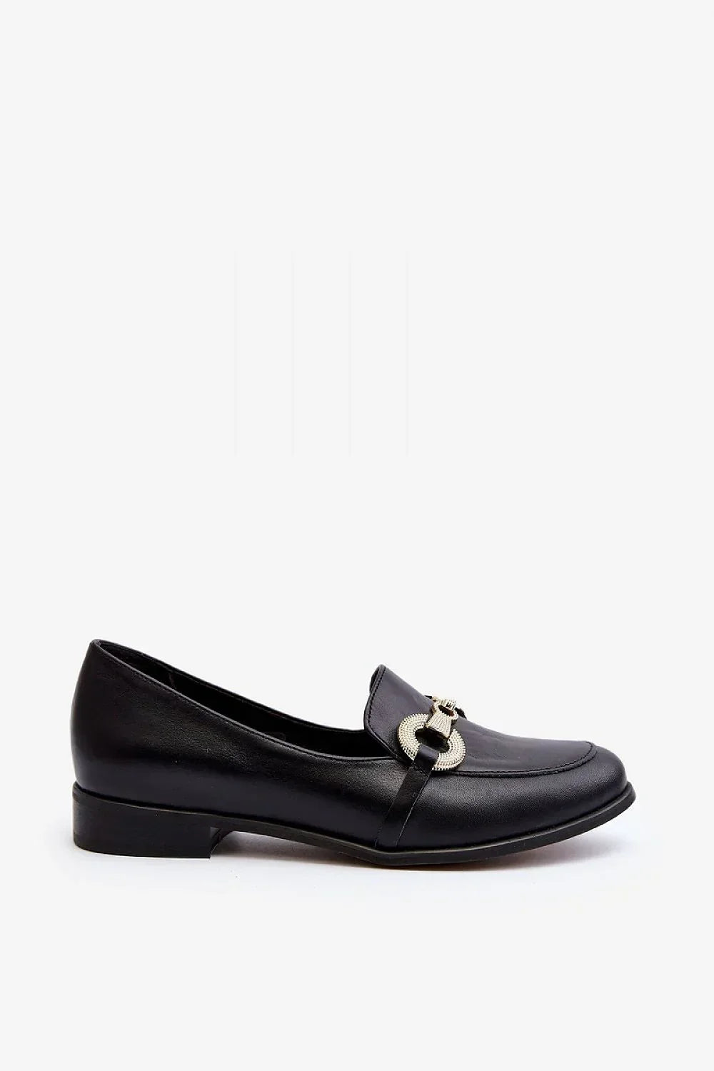 Women’s black leather horsebit moccasin loafers, elegant black women’s horsebit loafers for office and events