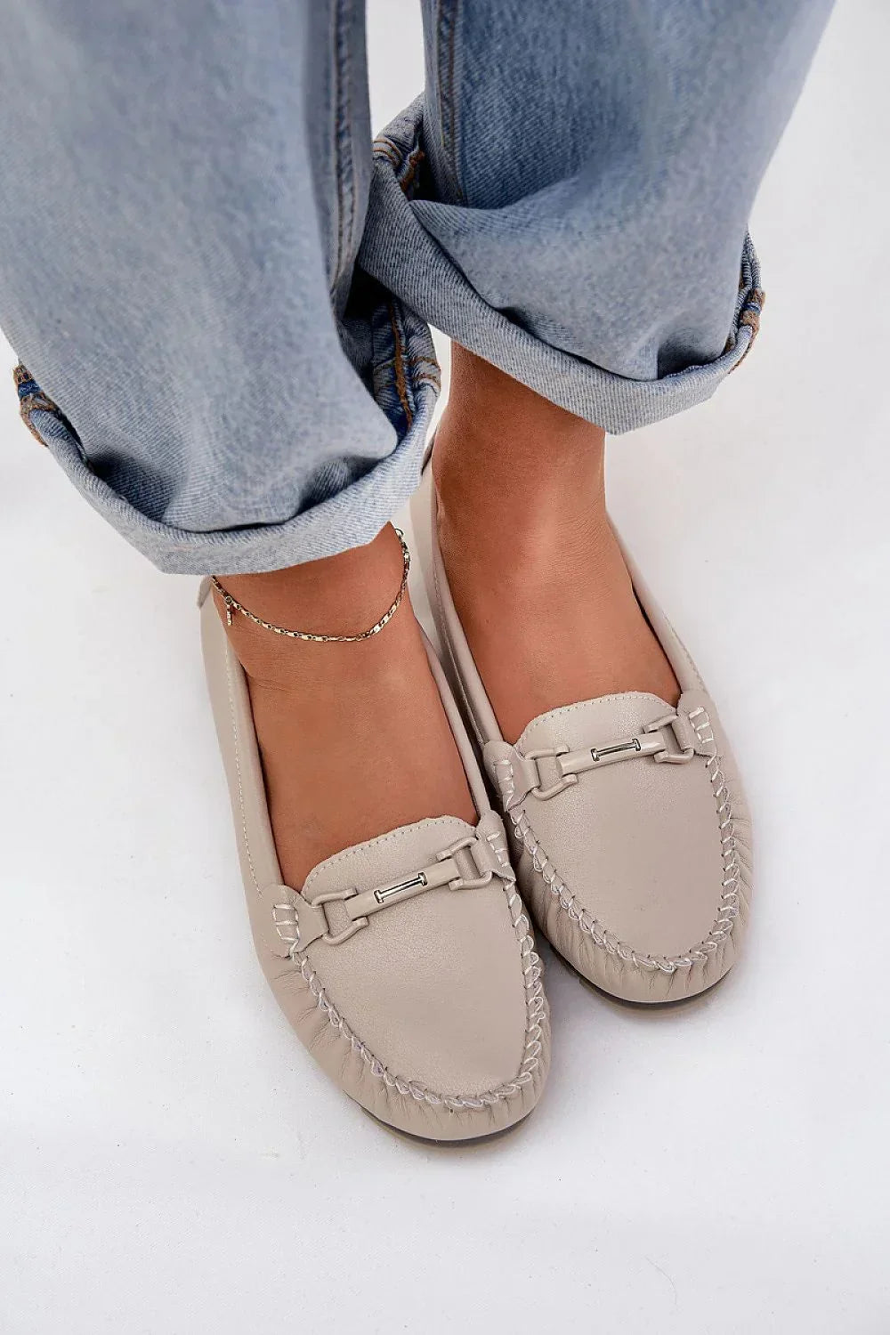 Women’s blue leather driving moccasin loafers, flat casual women’s driving shoes