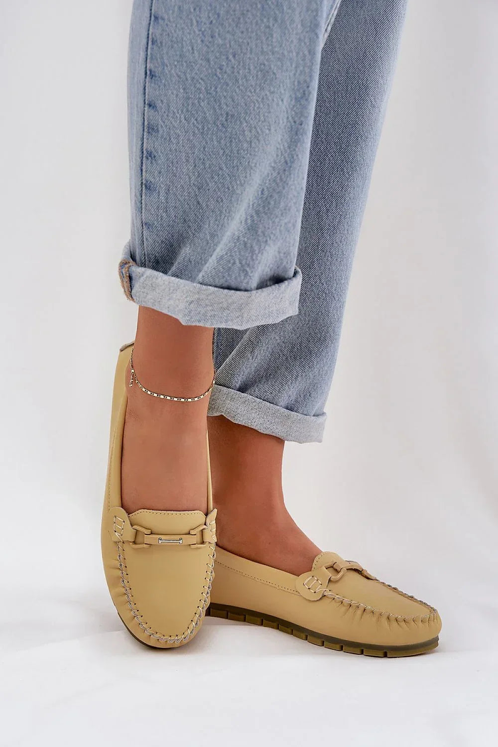 Women’s blue leather driving moccasin loafers, flat casual women’s driving shoes