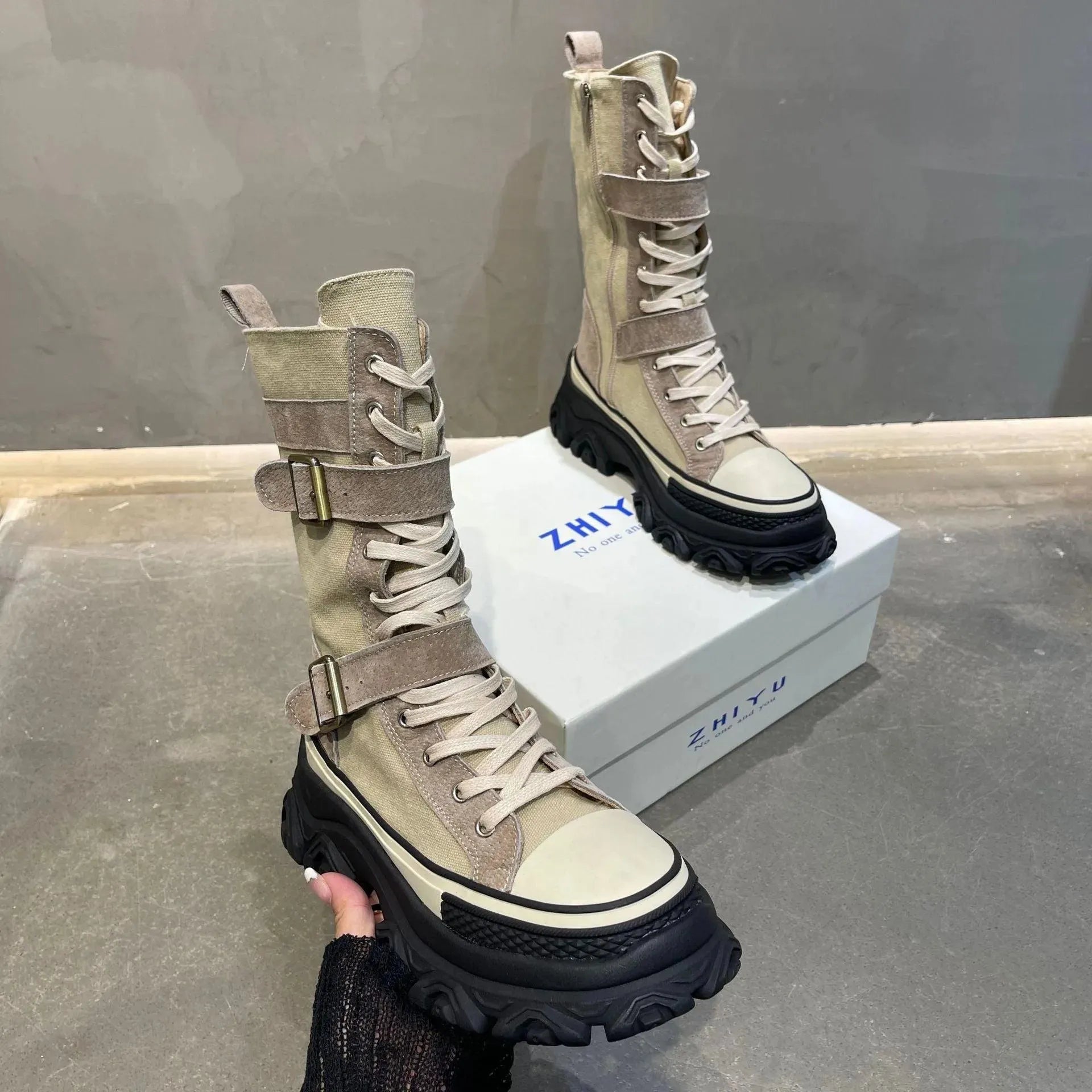 Women's Boots - Women Platform Ankle Boots Sneakers - Lace-Up Spring-Autumn Shoes-Boots-LeStyleParfait