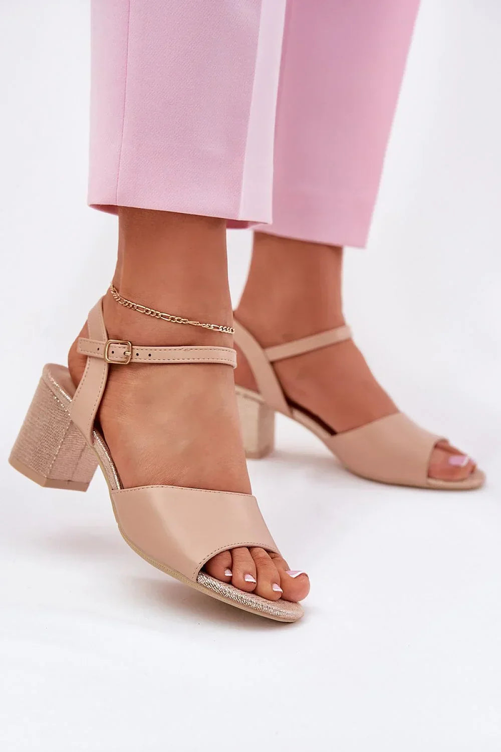Women’s Buckle Block Heel Sandals-Women's Sandals-LeStyleParfait