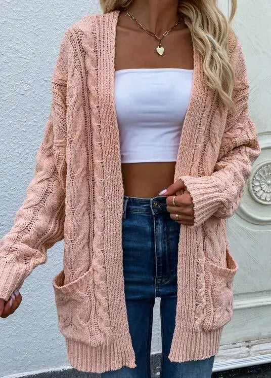 Women’s Cable Knit Pullover Cardigan Sweater – Longline Style