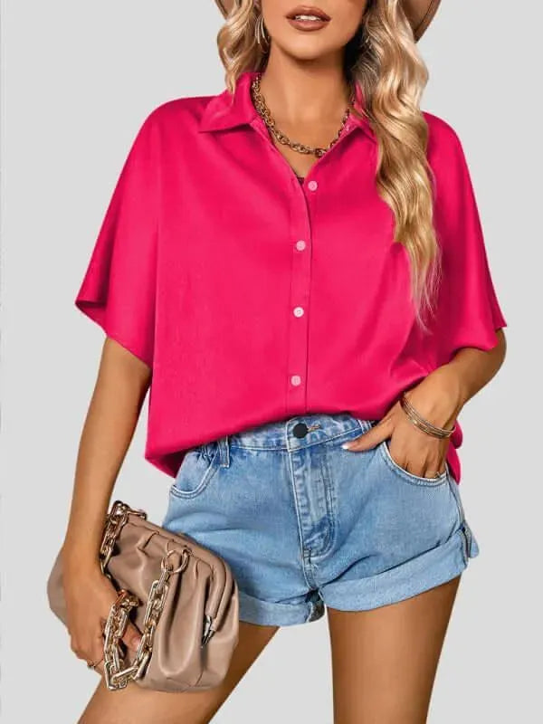 Women's Casual Short Sleeve Shirt-Women's Shirts-LeStyleParfait