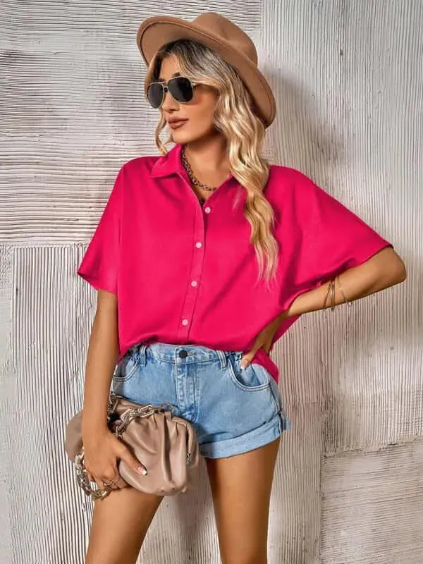 Women's Casual Short Sleeve Shirt-Women's Shirts-LeStyleParfait