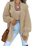 Women's Collared V-Neck Button Cardigan Sweater