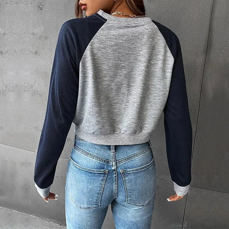 Women's Cropped Graphic Crewneck Sweatshirt-Women Sweatshirt-LeStyleParfait