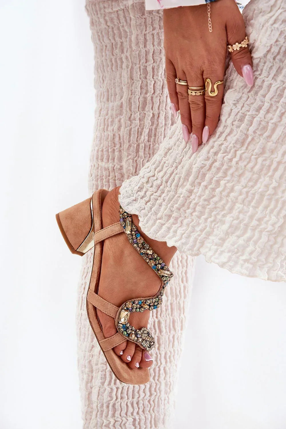 Women’s Crystal Stiletto Sandals-Women's Sandals-LeStyleParfait
