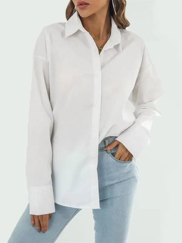 Women's Drop Shoulder Long Sleeve Shirt-Women's Shirts-LeStyleParfait