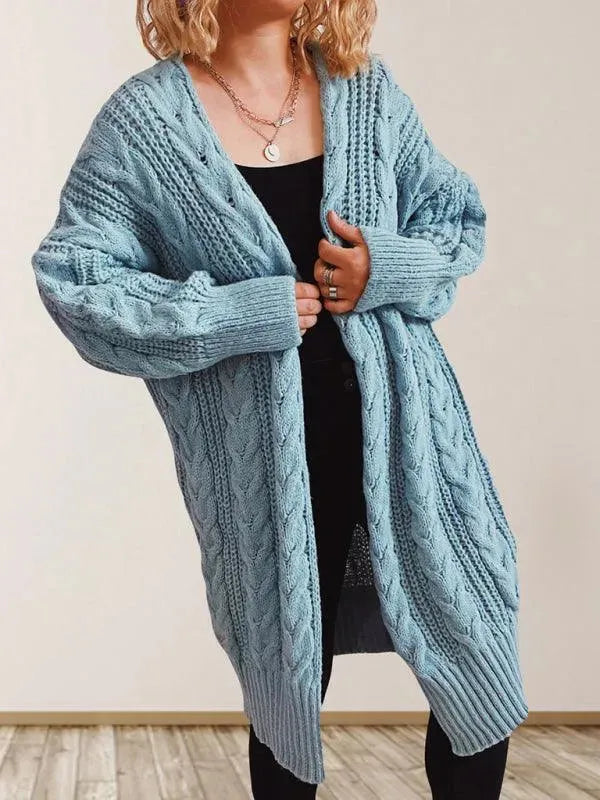 Women's Dropped Sleeve Longline V-Neck Cardigan Sweater