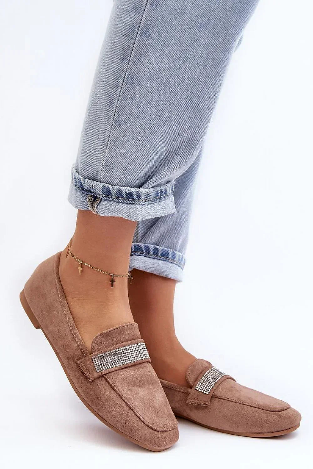 Women’s Eco Suede Rhinestone Moccasin Loafers