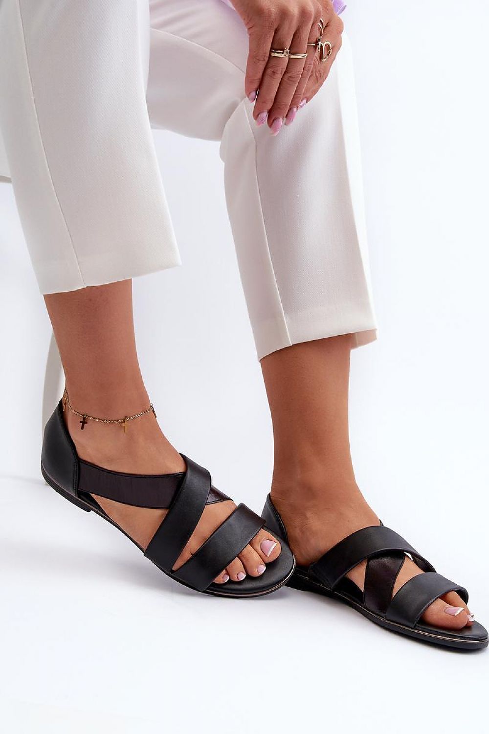 Women’s Elastic Strap Flat Sandals-Women's Sandals-LeStyleParfait