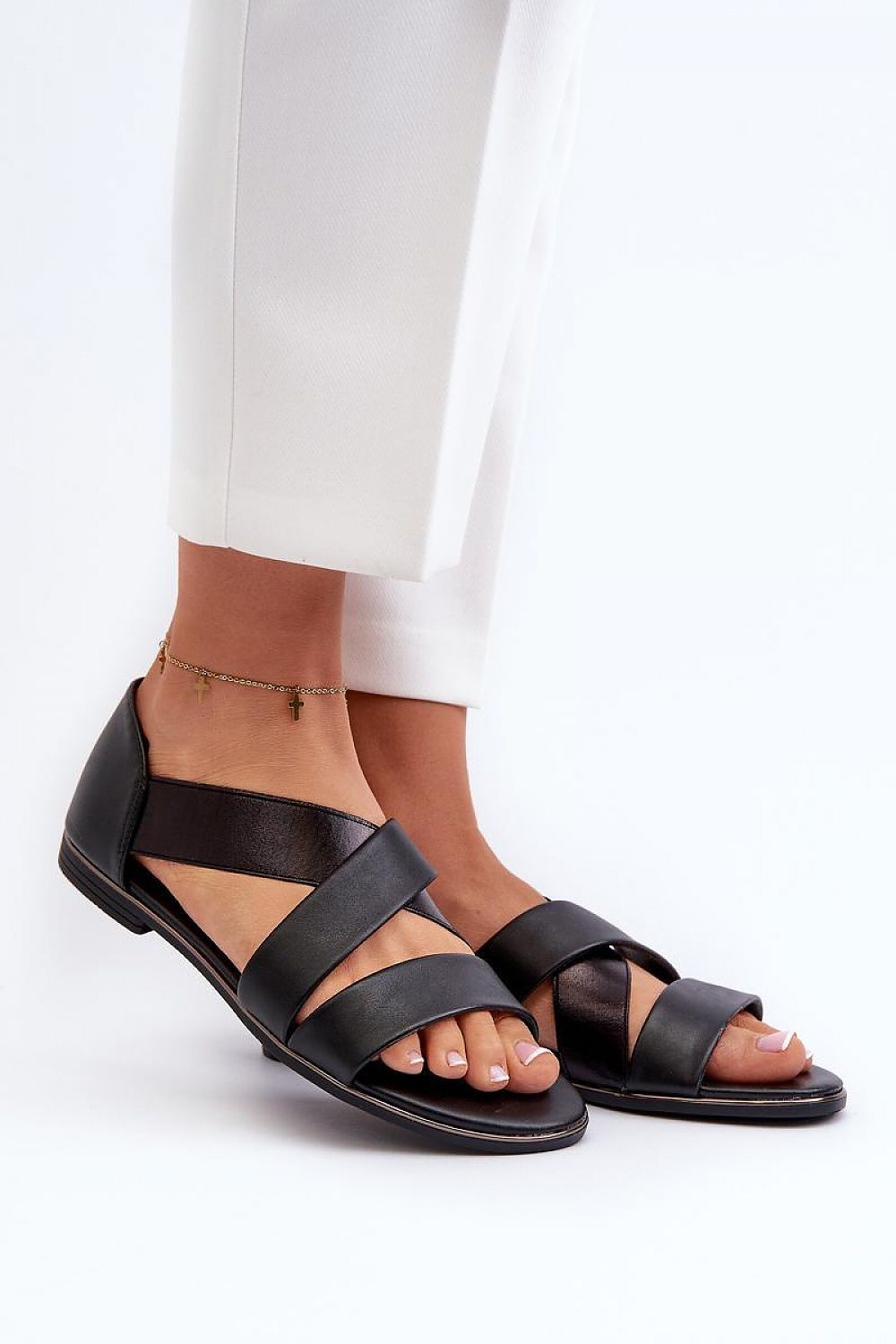 Women’s Elastic Strap Flat Sandals-Women's Sandals-LeStyleParfait