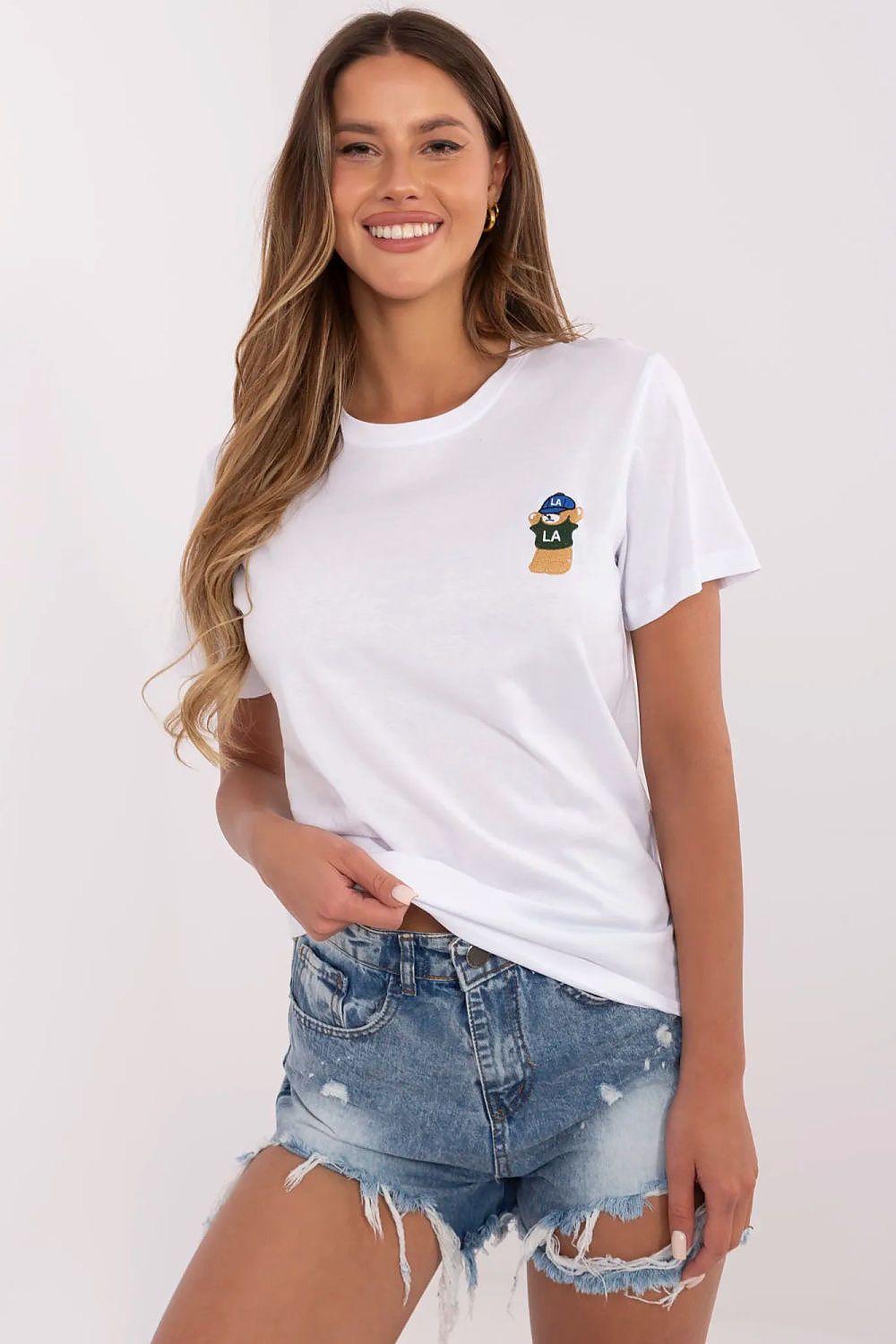 Women's Embroidered Cotton T-Shirt — Black-Women T-Shirt-LeStyleParfait